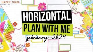 Horizontal Happy Planner® PLAN WITH ME | Sunny Risograph Weekly Planner Spread Idea | February 2024