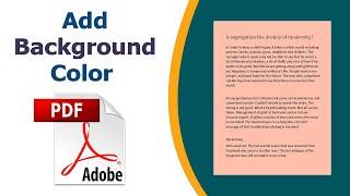 How to Add Background Color in a PDF Document using Adobe Acrobat Pro DC