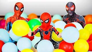 TEAM SPIDER-MAN in REAL LIFE || Kid Spider Man Popping Balloons İn Mansion ( LIVE ACTION STORY )