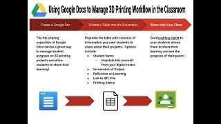 Managing 3D Printing Workflow in the Classroom Using Google Docs