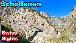 Schöllenen Schlucht Gorge Andermatt, Devils Bridge, Suworow Monument 4K