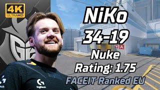 【4K】G2 NiKo (34-19) (Nuke) | FACEIT Ranked EU | Jun 19, 2024 #cs2 #pov