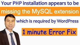 Your PHP installation appears to be mission the MySQL extension which is required by WordPress