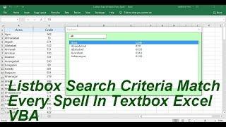 ListBox Search Crieria Match Every Spell Excel VBA