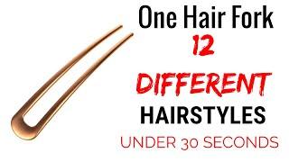 12 Easy and Different Hairstyles using One U Shape Pin Fork | Short to medium hair under 30 seconds