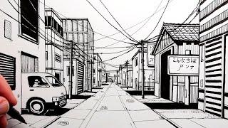 Mastering One-Point Perspective for Realistic Street Scenes: Narrated Drawing Tutorial