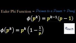 (Euler Phi Function) Formula + Proof for primes to a power (phi(p^k))