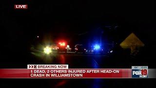 1 dead after head-on crash in Williamstown, police say