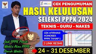 PENGUMUMAN HASIL KELULUSAN PPPK 2024 TAHAP 1 CEK JADI PPPK PENUH WAKTU ATAU PARUH WAKTU DILINK INI