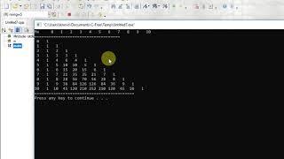 C program to print a binomial coefficient table