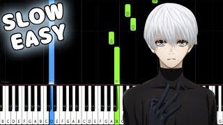 Unravel - Tokyo Ghoul OP - SLOW EASY Piano Tutorial [animelovemen]