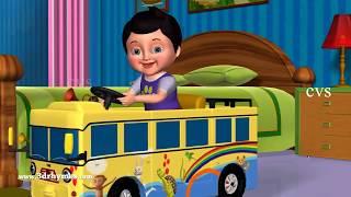 Wheels on the Bus, Car, Auto, Jeep, Truck, Tractor and Van - 3D Nursery Rhymes & Songs
