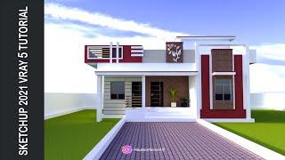 SKETCHUP IT | House Desing Sketchup pro 2021 Tutorial +V-Ray 5 Tutorial #sketchup #vray