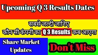 Upcoming Q3 Results Dates|| Part 1|| Share Market Updates|| by Apt Talks