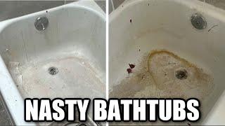 HOW TO REPAIR & REGLAZE TWO NASTY BATHTUBS | BATHTUB REGLAZING & CHIP REPAIR | DP TUBS