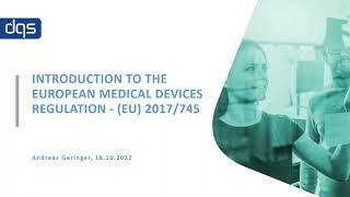 Introduction to the European Medical Devices Regulation   MDR EU 2017 745