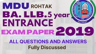 MDU - 2019 BA. LLB. 5yr  ENTRANCE EXAM - 2019 PAPER -MDU ROHTAK-  fully discussed with provisions