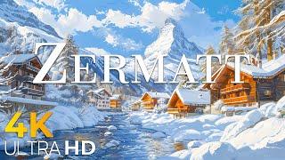 Zermatt 4K-Enchanting Winter Wonderland • Stunning Footage, Scenic Relaxation with Calming Music