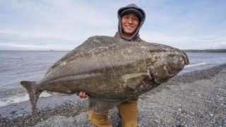 Alaska Shore Fishing For GIANT Halibut! (CATCH CLEAN COOK)