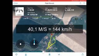 Dji Inspire 1 Top Speed Test Record 144 km/h   40,1 M/S    ( 89 MPH )