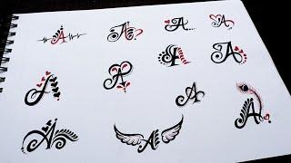 E1. How to make different types of A letter tattoo designs