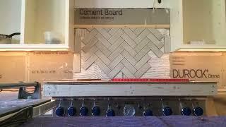 Kitchen Backsplash Tile Installation Herringbone Pattern