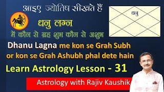 धनु लग्न में कौन-सा ग्रह अच्छा और कौन बुरा   Good and bad planets for Dhanu Lagna  Lec. 31