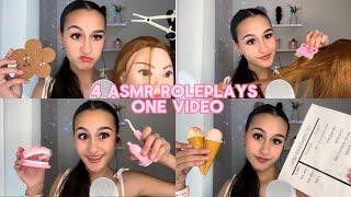 4 ASMR ROLEPLAYS 1 VID  *piercer, lice check, ice cream, & dentist. 