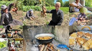 Patates hasadı bahçede öğlen yemeği patates haşlama yumurta dilimi