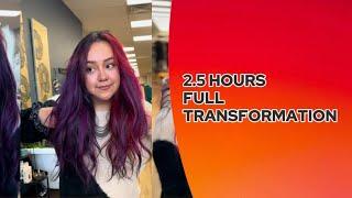 INSANE 2.5 Hour Transformation; Rapid Extensions and Vivid Split Dye Magic