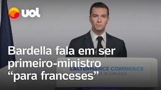 Extrema direita sai como vencedora em 1º turno na França; Bardella fala em governar 'para franceses'