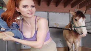 Amouranth's hair gets eaten by a horse