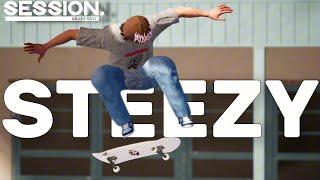8 minutes of Steezy Session Skate Sim Gameplay + Trick Tips!