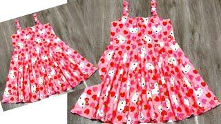 Umbrella cut baby frock with Elastic straps and neck️Easy cutting and stitching tutorial