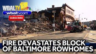 Fire devastates block of rowhomes in Baltimore