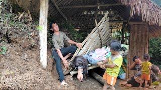 After many rains, landslides trapped the woman, making the man and child extremely worried