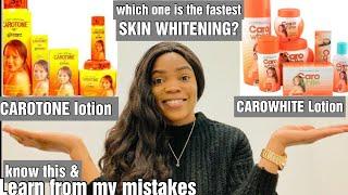 CAROTONE vs CAROWHITE LOTIONS  which Is the fastest Skin WHITENING & LIGHTENING /my mistake‍️