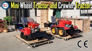 Mini Wheel Tractor and Crawler Tractor with Rotary Cultivator Tiller