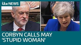 Did Jeremy Corbyn call Theresa May a 'stupid woman' at PMQs? | ITV News