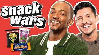 Anthony Mackie & Danny Ramirez Try British & American Food | Snack Wars