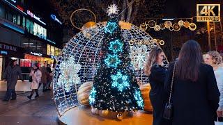 Istanbul 4K Night Walk on Bagdat Street, Kadikoy – Christmas Lights & City Magic