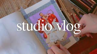 Studio vlog | Draw with me, illustration rates, new cat friend, Holiday office party