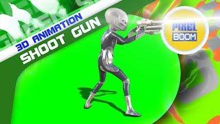 Gray Alien with Uniform Shoot Gun 3D Animation PixelBoom