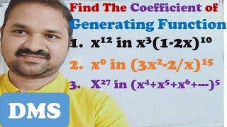 Find the Coefficient of Generating Function || Recurrence Relations || Discrete Mathematics || DMS