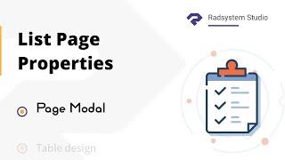 Page Modal Configuration in List Page Properties | Low Code  | RadSystems Studio