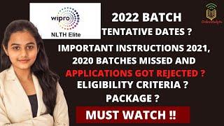 WIPRO NLTH 2022 Tentative Dates! Important Instructions | Eligibility Criteria ? Package? Discussed