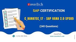 C_HANATEC_17 - SAP HANA 2.0 SPS05 (240 Questions) | ZaranTech DotCom