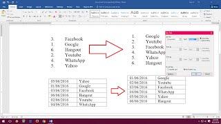 How to Sort Number and Date in MS Word (Ascending/Descending)