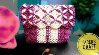 Tutorial membuat tas tali kur motif kupu kupu, motif terbaru 2019 by farens craft