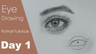 Portrait Drawing for Beginners - DAY 1 | Eye Drawing Techniques #sketchbookbyabhishek